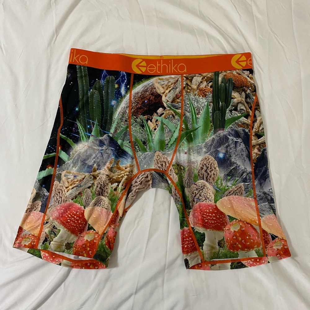 Ethika Nature Print Boxer Briefs with Orange Waistband